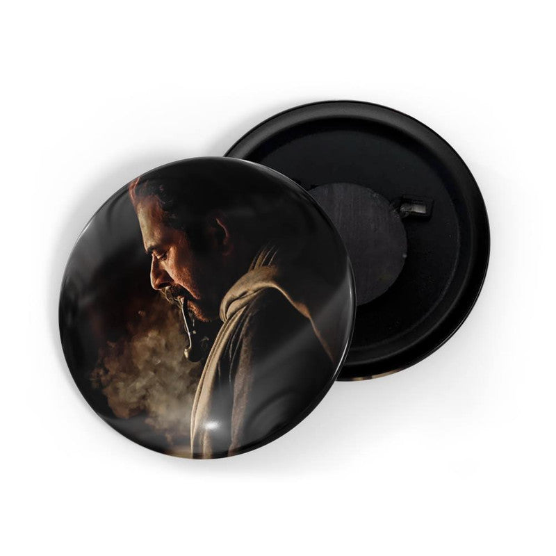 dhcrafts Black color Round Fridge Magnet Malayalam Actor Mammootty D3 Glossy Finish Design Pack of 1 (58 mm)